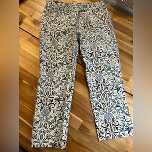 LOFT Black and Blue Patterned Cropped Pants